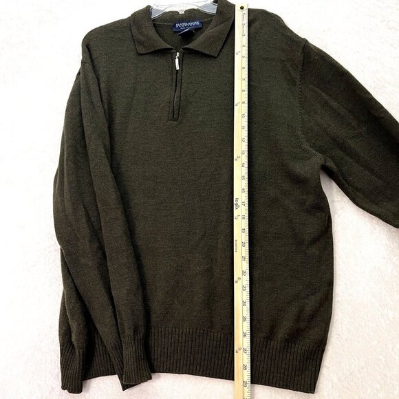 HATHAWAY PLATINUM Extra Fine Italian Merino Wool Sweater Mens XL Olive 1/4 Zip - Picture 7 of 9